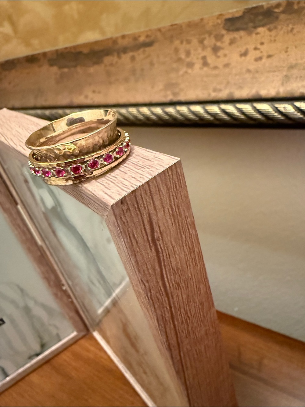 Aria Gold Stackable Ring Set with Pink Stones